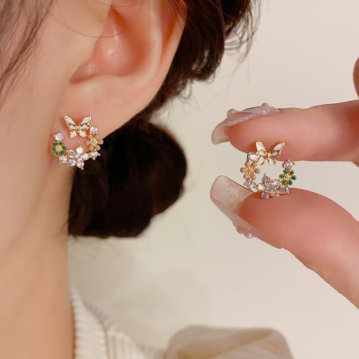 Butterfly Wreath Zircon Earrings