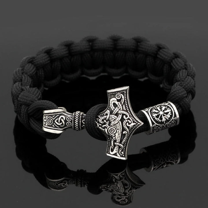 Thor's Hammer Braided Rope Viking Bracelet