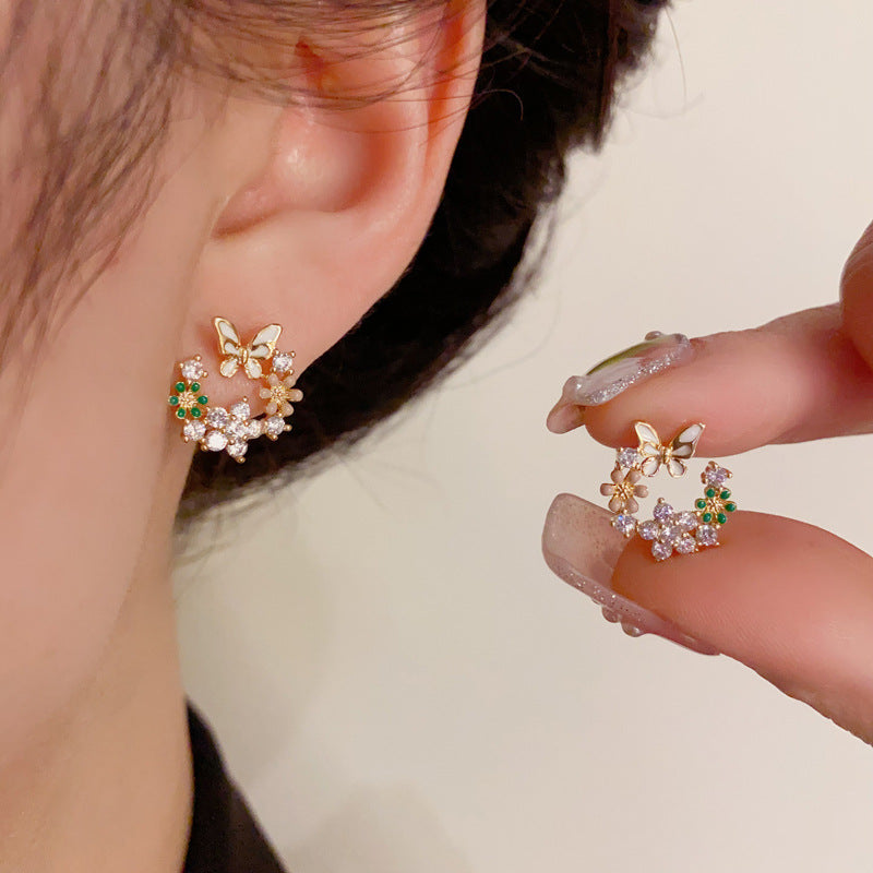 Butterfly Wreath Zircon Earrings