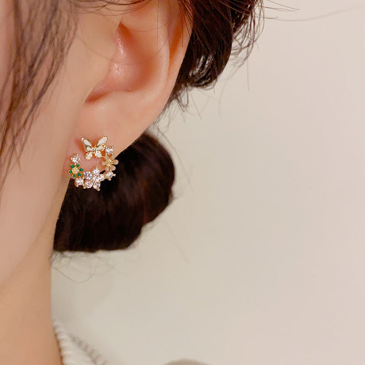 Butterfly Wreath Zircon Earrings