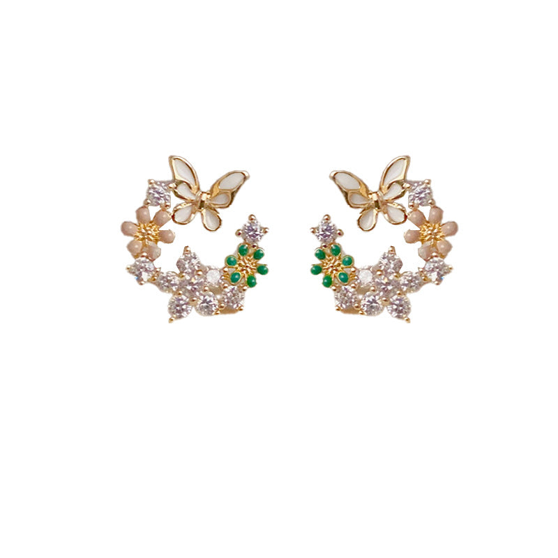Butterfly Wreath Zircon Earrings
