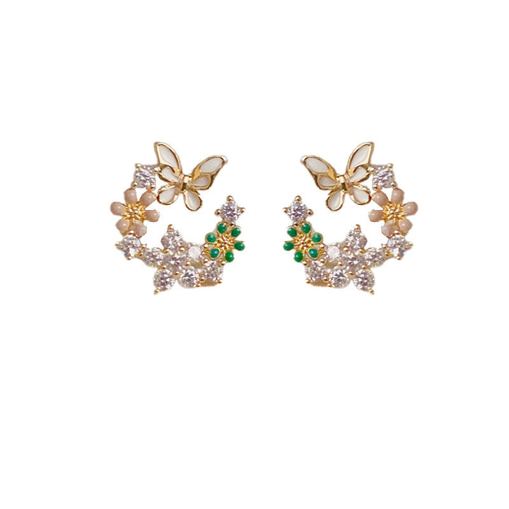 Butterfly Wreath Zircon Earrings