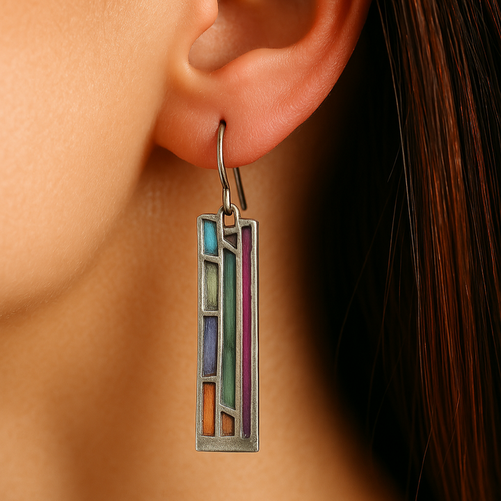 Vintage Colorful Silver Earrings