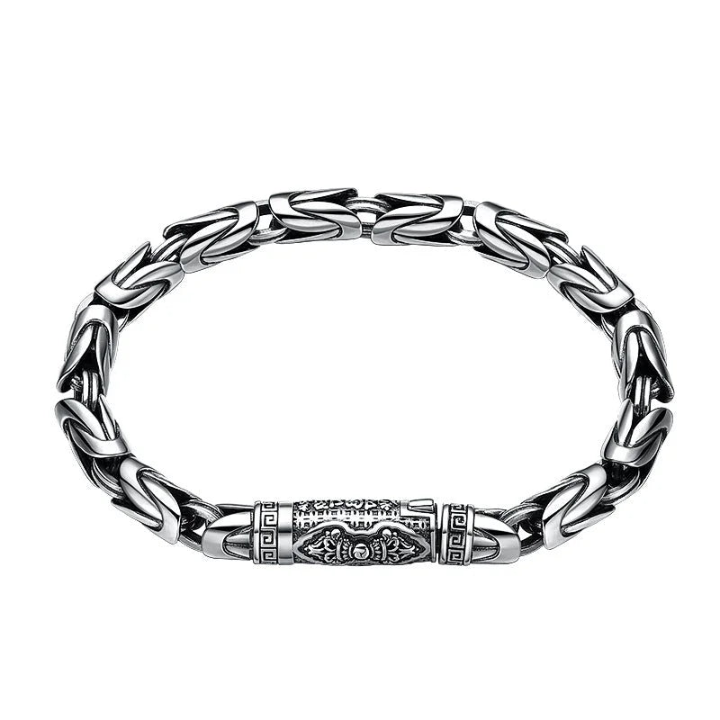 Silver Six Character Truth Vajra Pestle Bracelet
