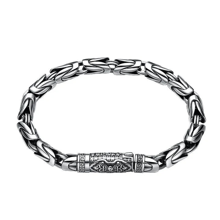 Silver Six Character Truth Vajra Pestle Bracelet