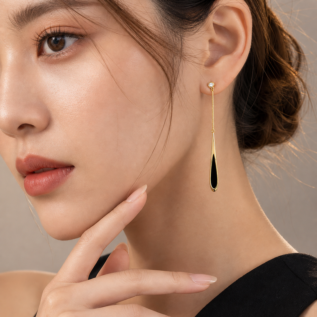 Midnight Teardrop Dangle Earrings