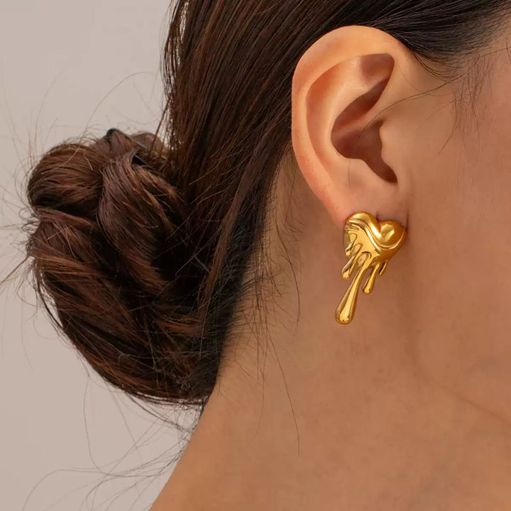 Maya Molten Heart Drop Earrings