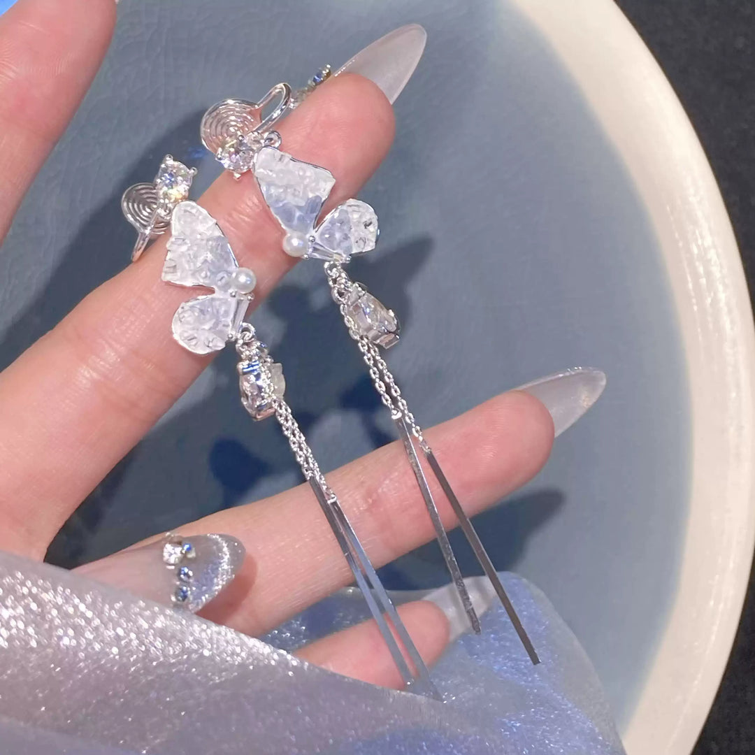 Ivara Pearl Wing Tassel Earrings