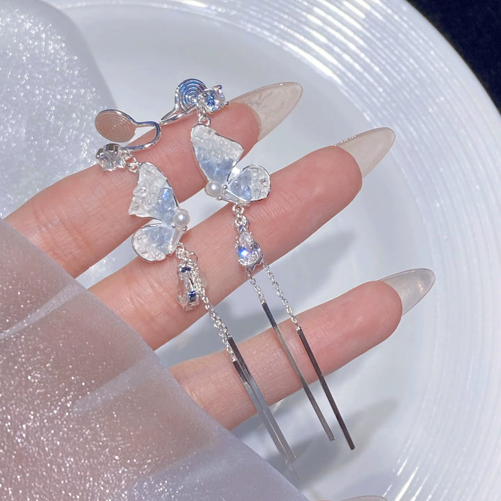 Ivara Pearl Wing Tassel Earrings