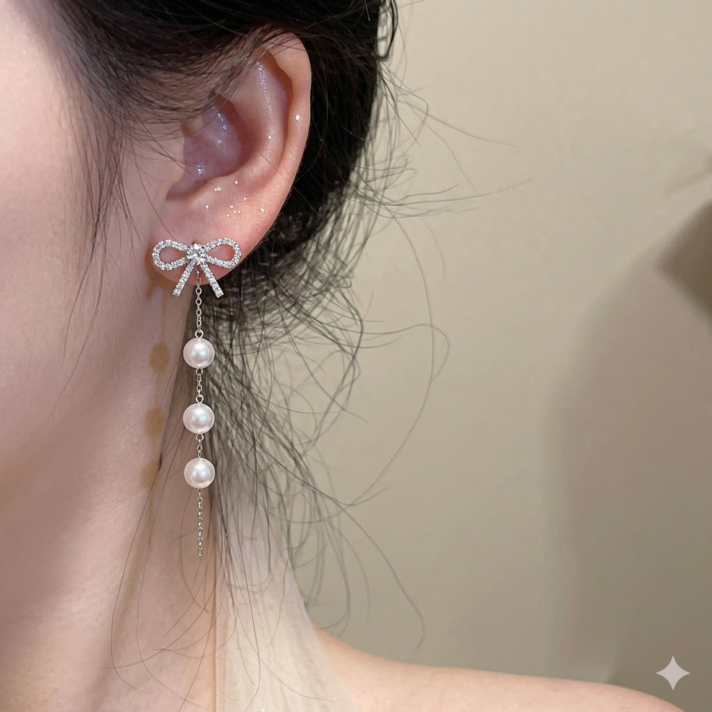 Clarissa Bow & Pearl Earrings