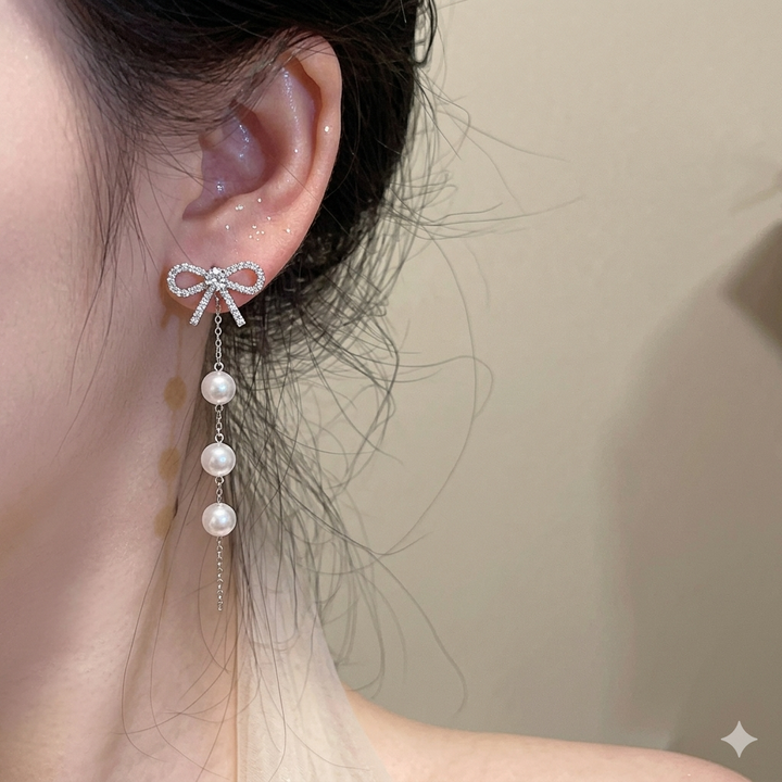 Clarissa Bow & Pearl Earrings
