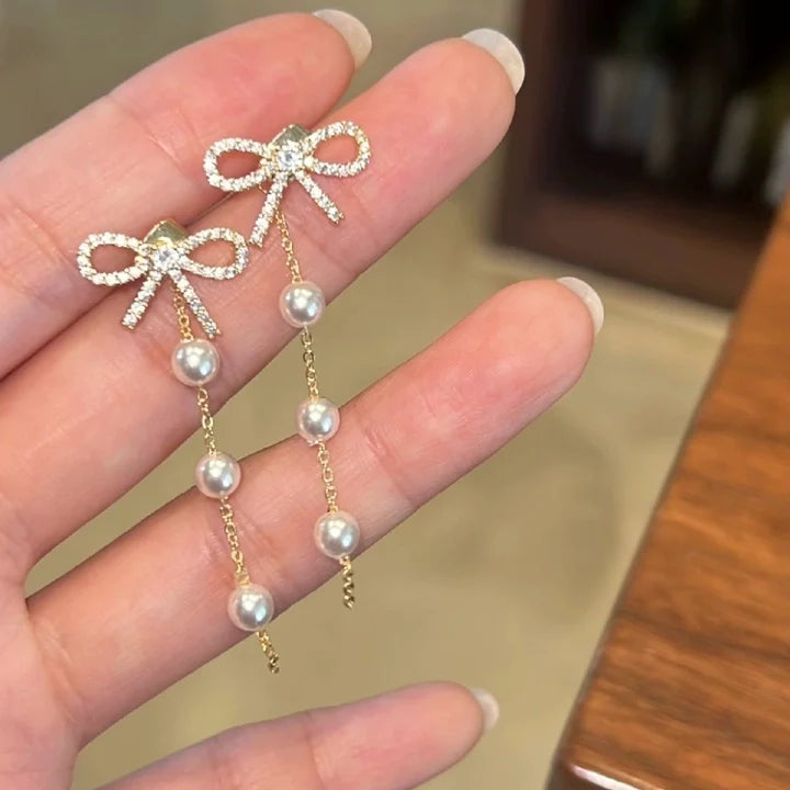 Clarissa Bow & Pearl Earrings