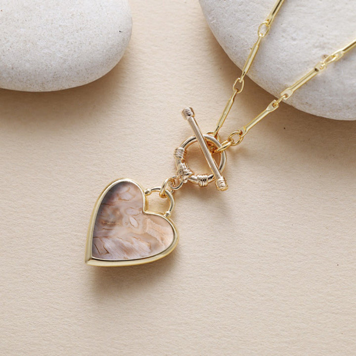 The Eternal Marbled Heart Toggle Necklace