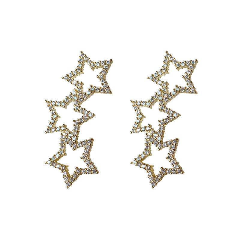 Sparkling Diamond Star Earrings