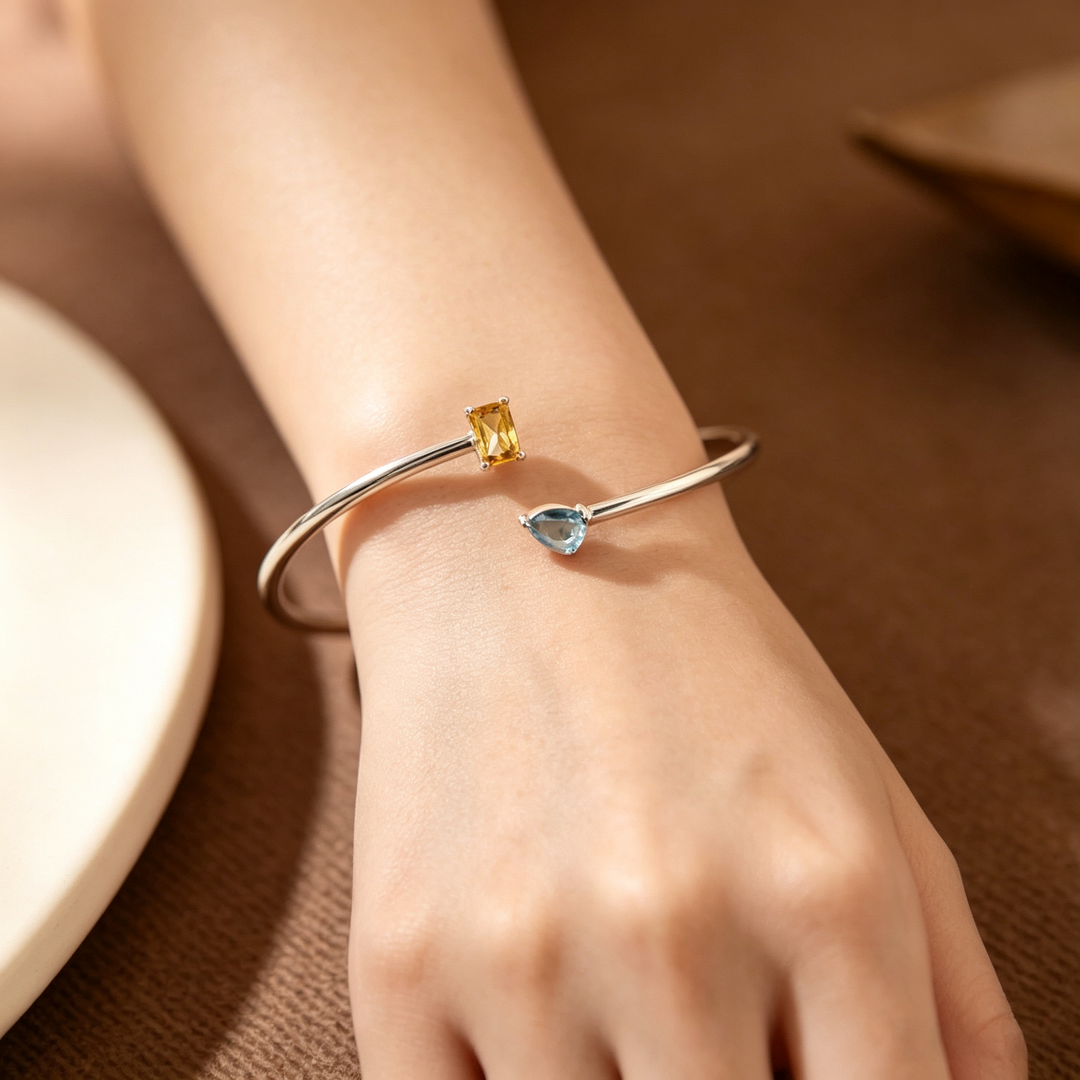 MOTHER AND DAUGHTER CUSTOM DOUBLE BIRTHSTONE BRACELET