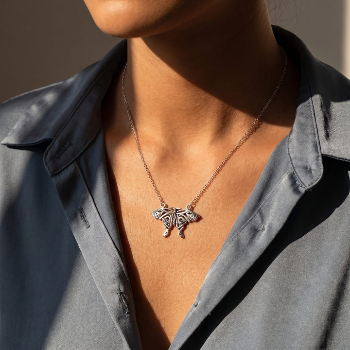 Silver Luna Butterfly Necklace
