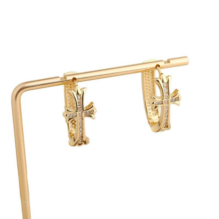 Cross Hoop Earrings