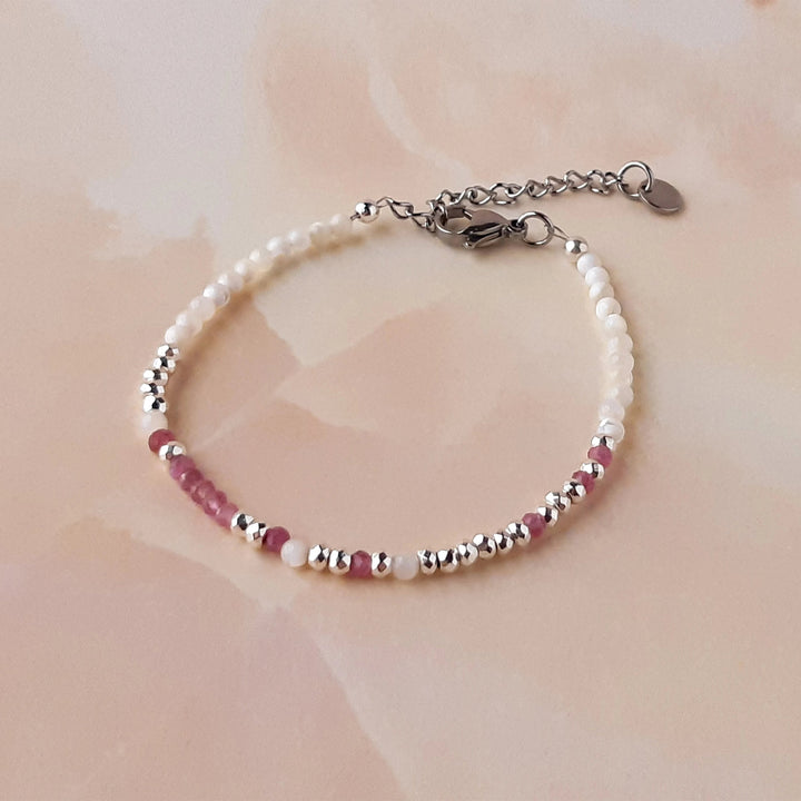 'F*ck Cancer' Pink Tourmaline Morse Code Breast Cancer Bracelet