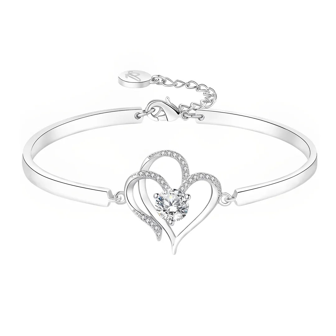 To My Daughter- We Are Connected By Heart Diamond Bracelet