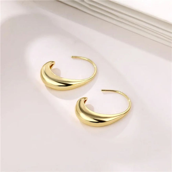 GOLD DROP HOOP EARRINGS (PAIR)