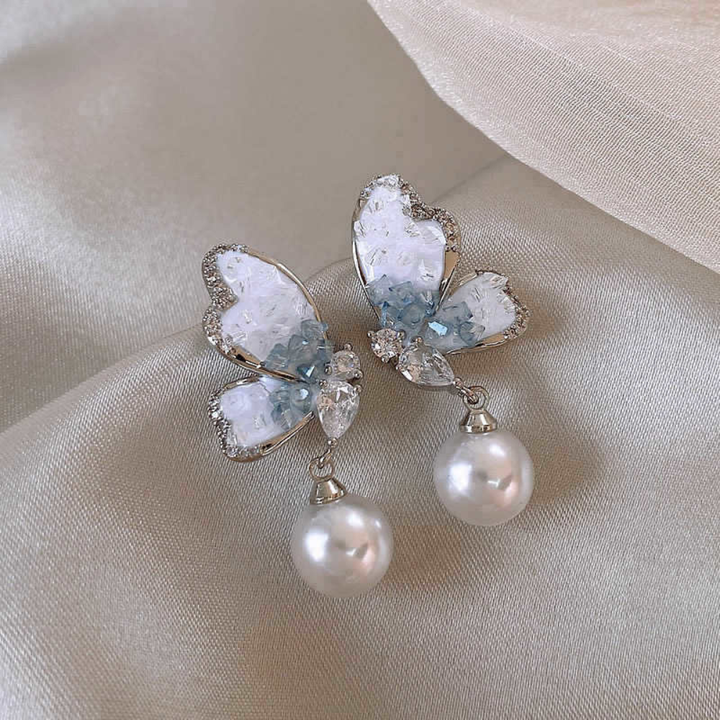MOSS AGATE BUTTERFLY EARRINGS (PAIR)