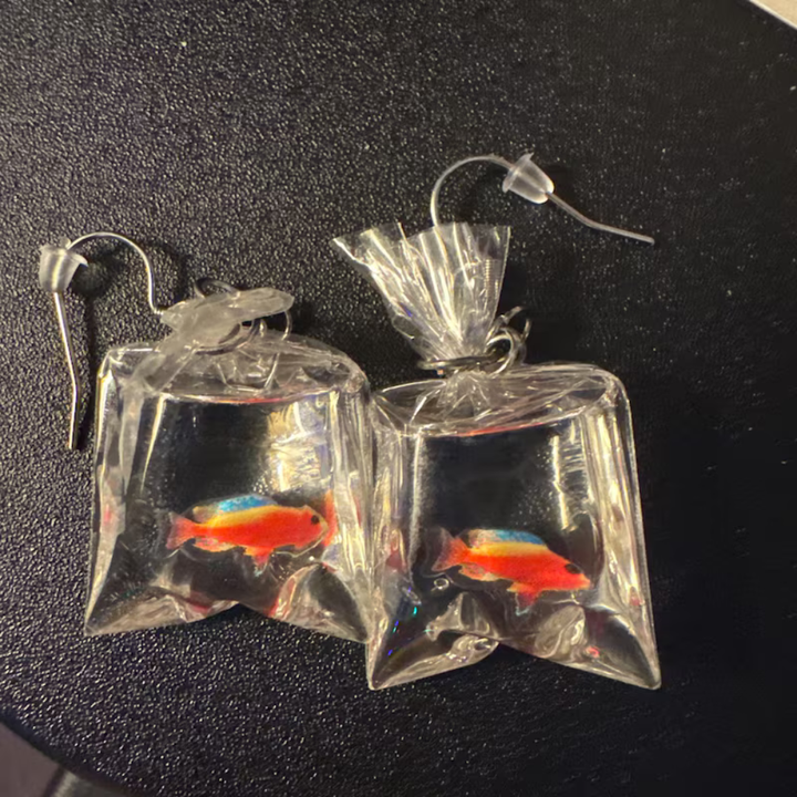 FISH IN BAG EARRINGS (PAIR)