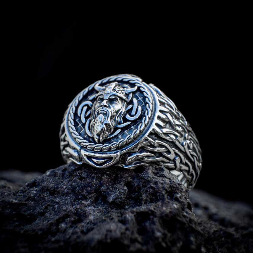WorldNorse Odin Head Totem Tribal Celtic Knot Ring