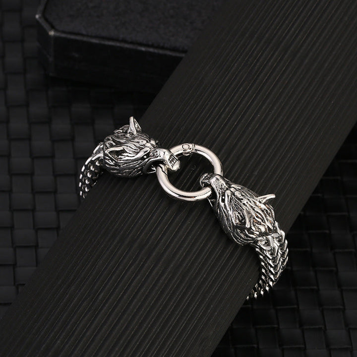Wolf Head Viking Titanium Steel Strengthen Bracelet