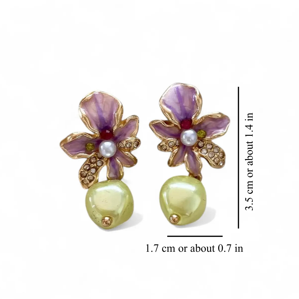 PINK FLORAL DROP EARRINGS (PAIR)