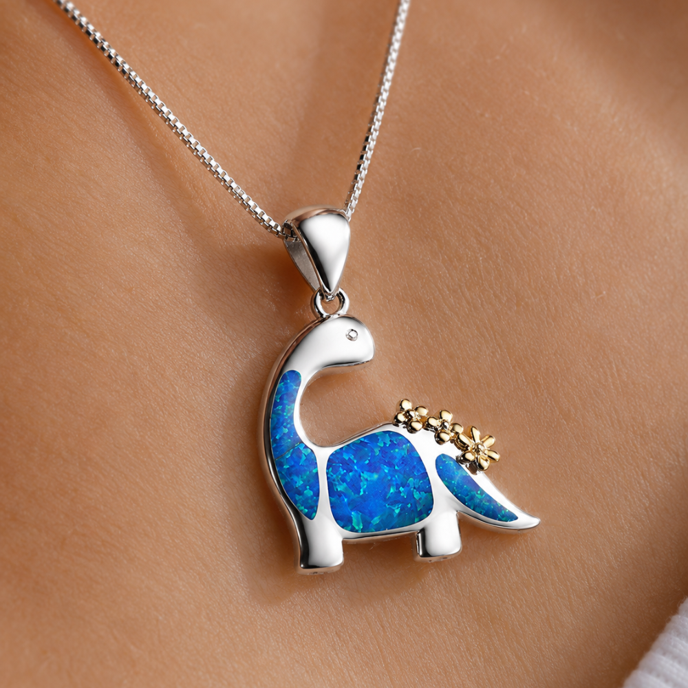 SILVER OPAL DRAGON NECKLACE