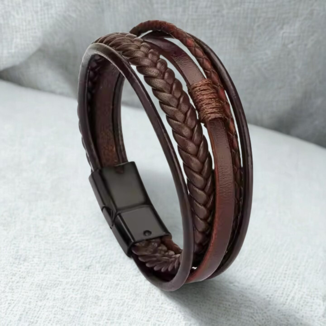 Rustic Braided Leather Men's Bracelet