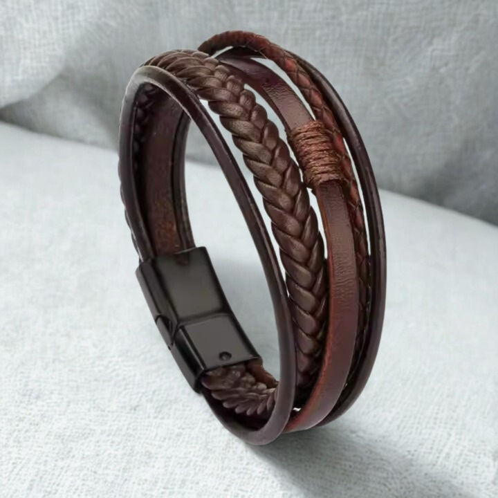 Rustic Braided Leather Men's Bracelet