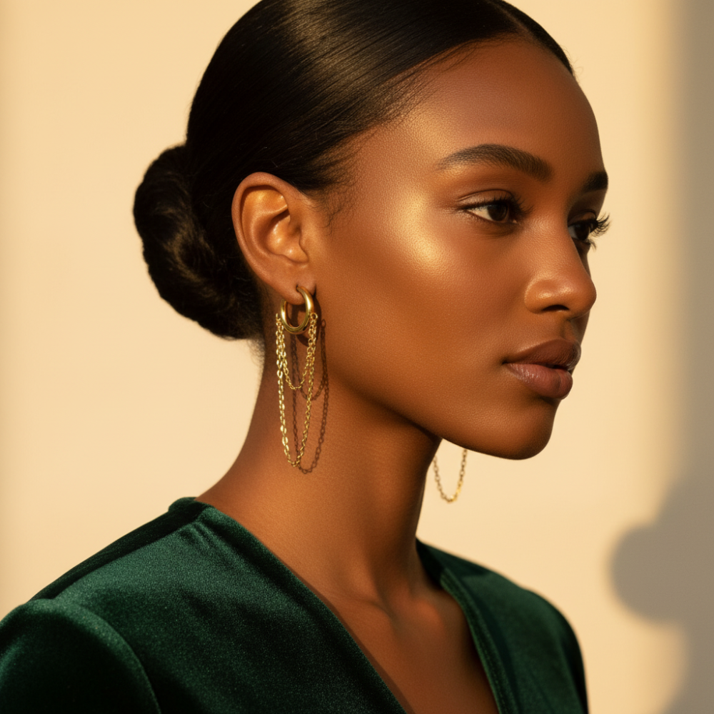 DOUBLE CHAIN EARRINGS (PAIR)