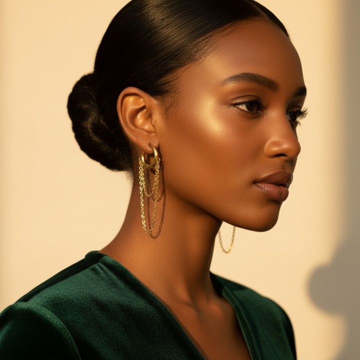 DOUBLE CHAIN EARRINGS (PAIR)