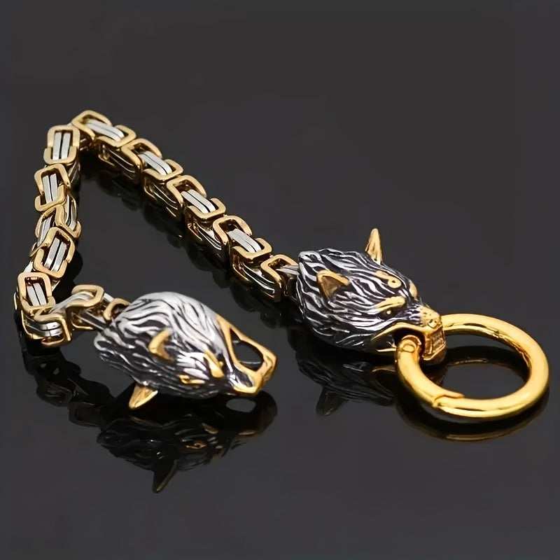 Vintage Viking Mjolnir With Wolves Necklace & Bracelet
