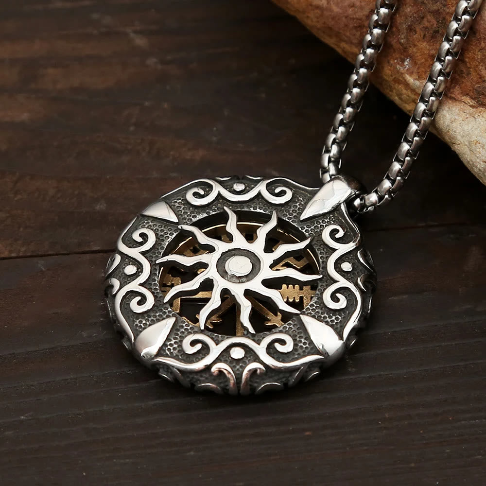 WorldNorse Nordic Rune Hollow Vegvisir Necklace