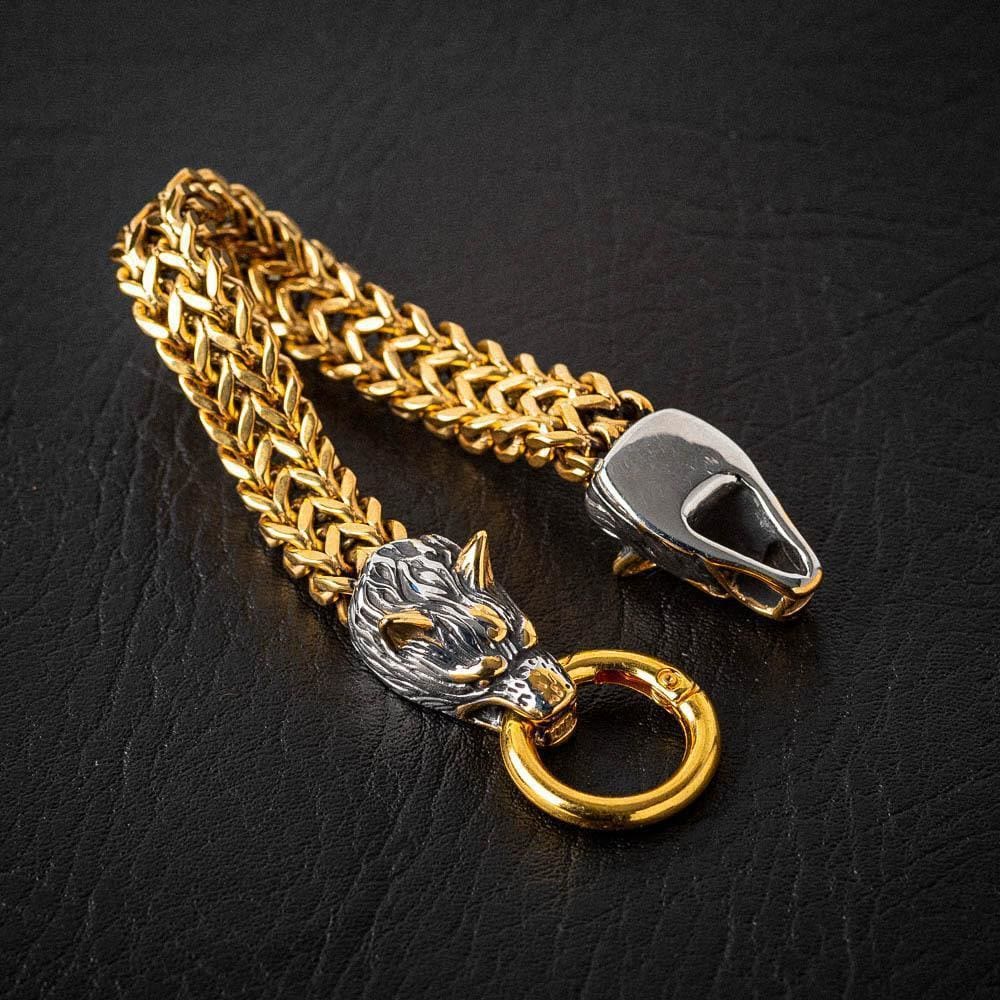 Nordic Fenrir Majestic Wolf Head Chain Bracelet