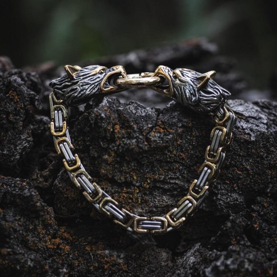 WorldNorse Nordic Geri And Freki Wolves Bracelet