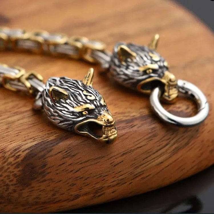 WorldNorse Nordic Geri And Freki Wolves Bracelet