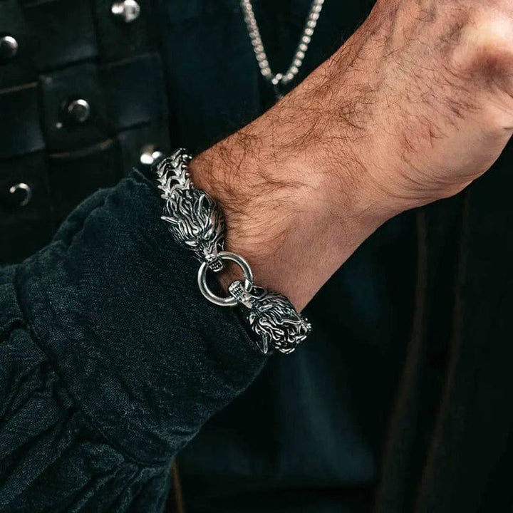 Wolf Head Viking Titanium Steel Strengthen Bracelet