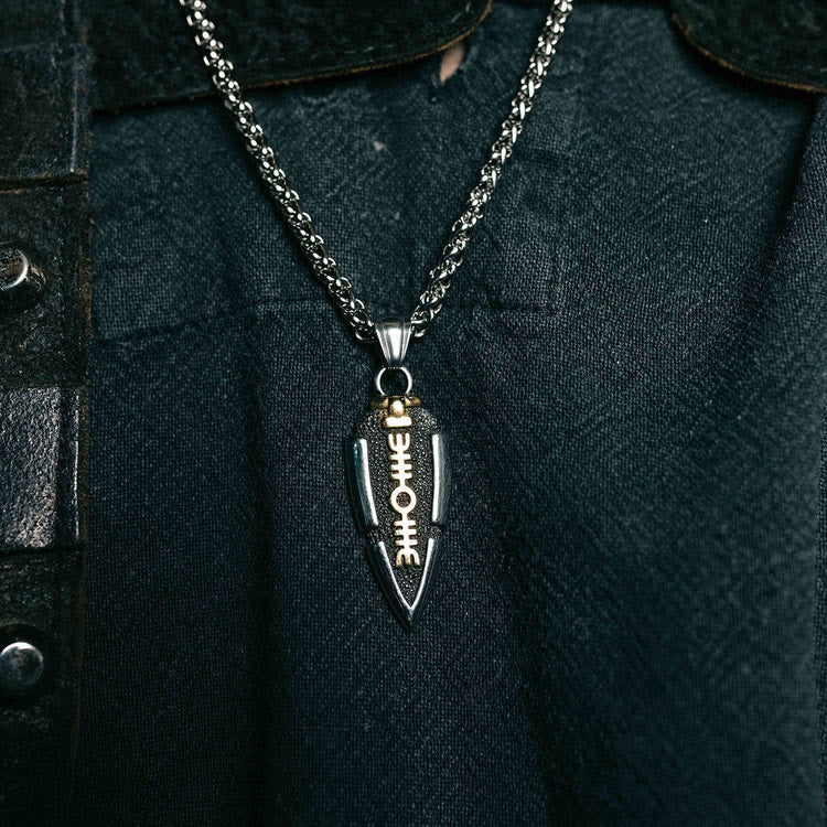 WorldNorse Solid Double Sided Odin’s Spear Valknut Amulet Necklace