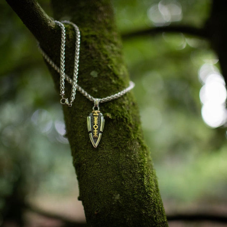 WorldNorse Solid Double Sided Odin’s Spear Valknut Amulet Necklace