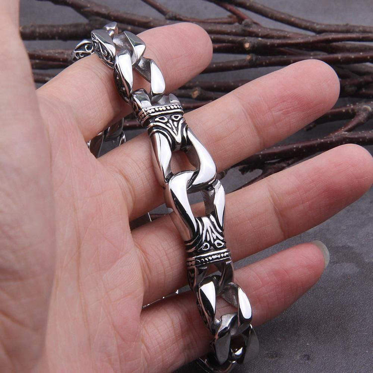 WorldNorse Retro Totem Celtic Knot Chunky Curb Link Bracelet