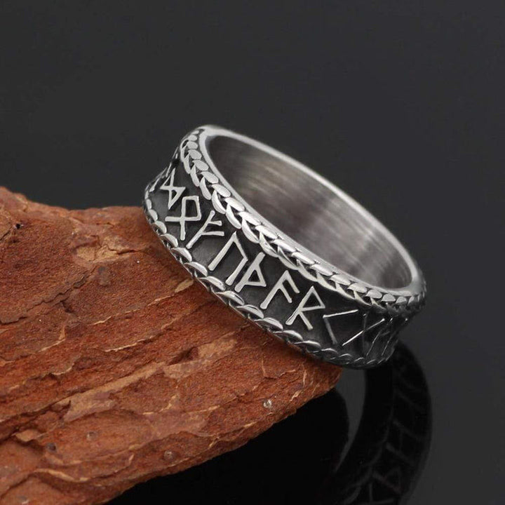 Antique Viking Rune and Knot Ring in Stainless Steel