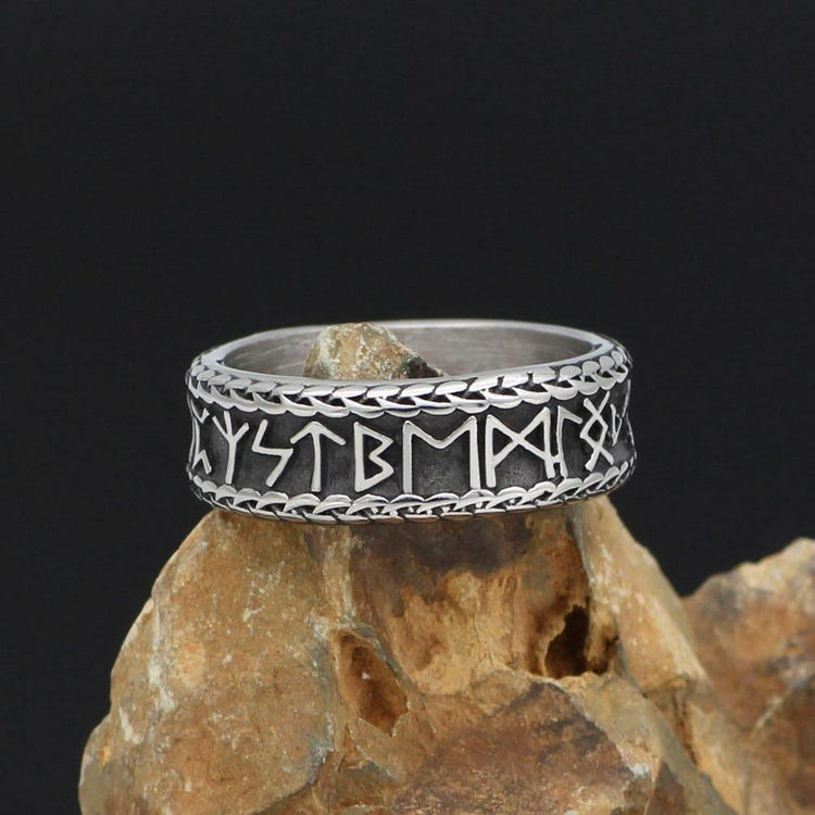 Antique Viking Rune and Knot Ring in Stainless Steel