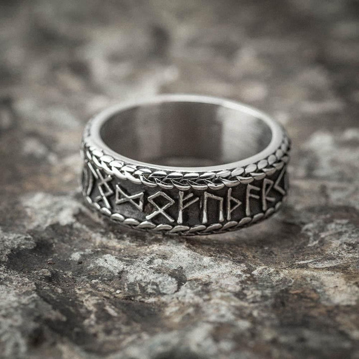 Antique Viking Rune and Knot Ring in Stainless Steel