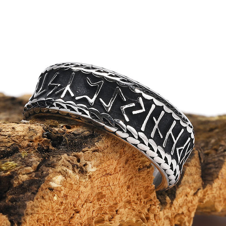 Antique Viking Rune and Knot Ring in Stainless Steel