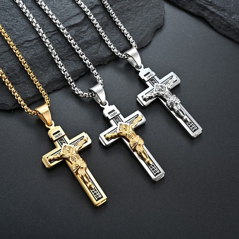 Christianartworkshop Crafted Jesus Christianartworkshop Crucifix Titanium Necklace