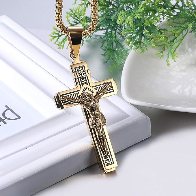 Christianartworkshop Crafted Jesus Christianartworkshop Crucifix Titanium Necklace