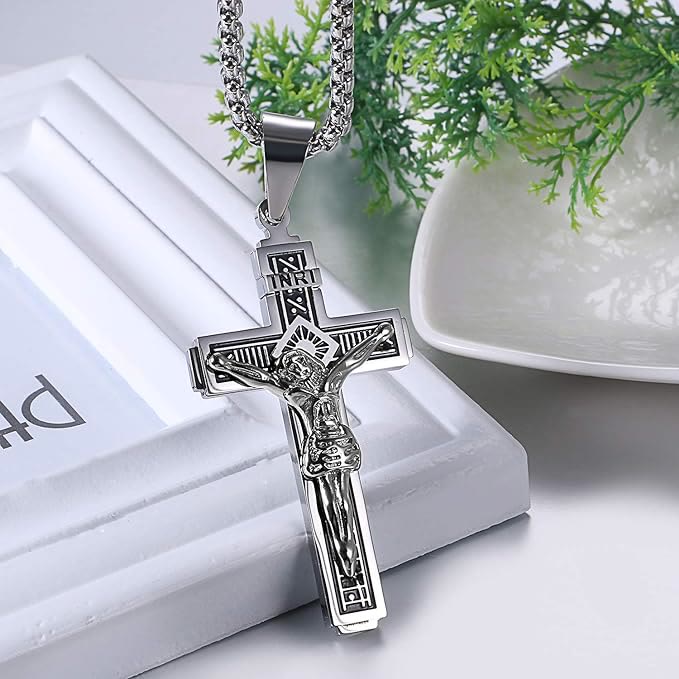 Christianartworkshop Crafted Jesus Christianartworkshop Crucifix Titanium Necklace